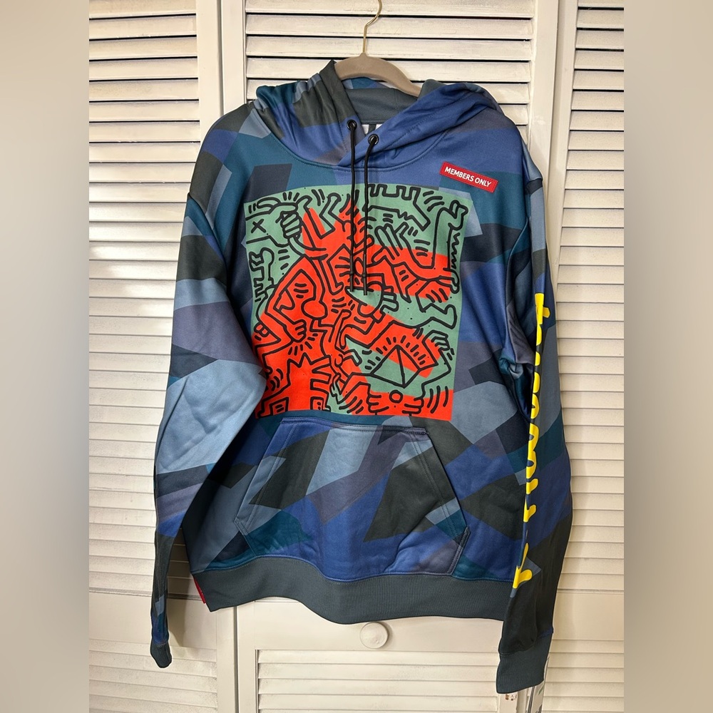 K. Haring Members Only Graphic Hoodie Size Large